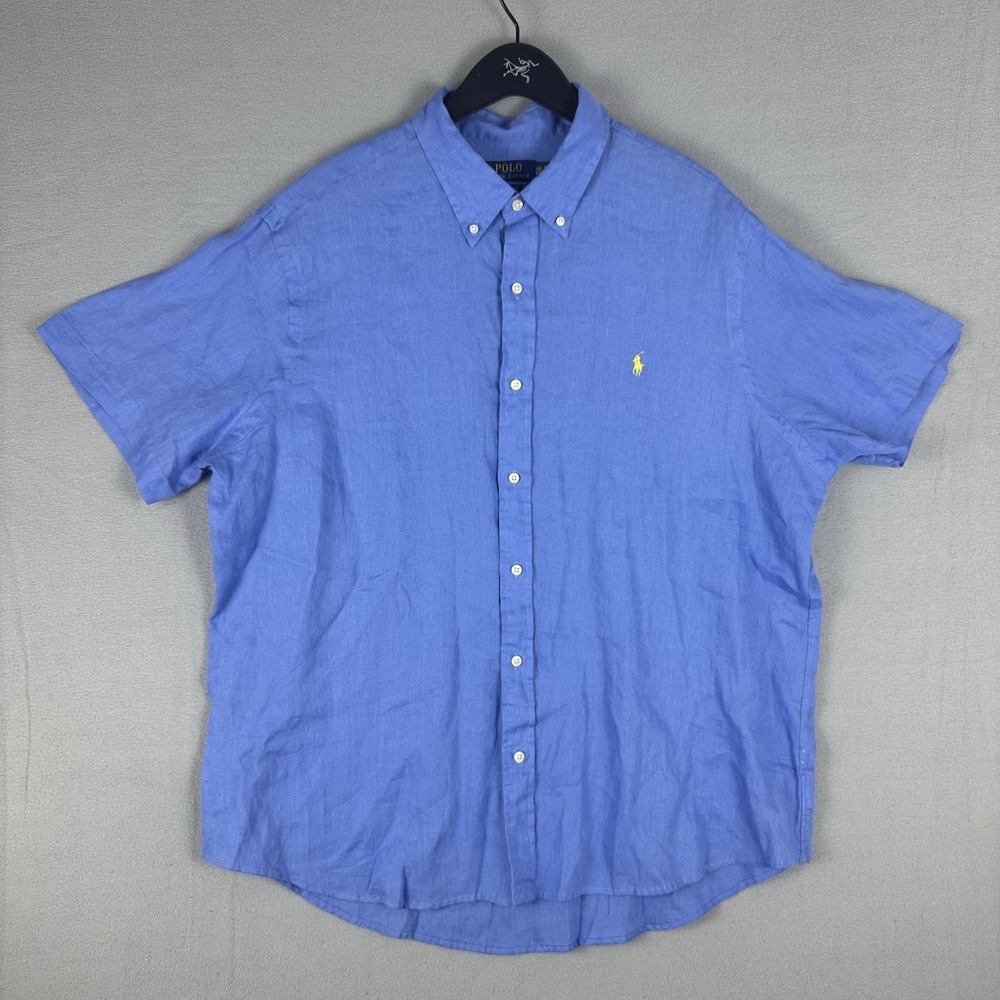 Polo Ralph Lauren 100% Linen Short Sleeve Shirt Mens Size XXL Utility Outdoor